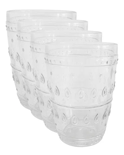Euro Ceramica Fez Glassware 4pc 14oz Highball Glass Set In Clear