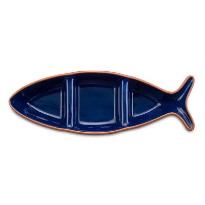Euro Ceramica Fish Shape Divided Bowl In Blue
