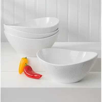 Euro Ceramica Highlands Serving Bowl Set In White