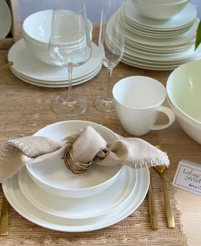 Euro Ceramica Lafayette St. 12 Pc Fine Bone China Dinnerware Set, Service For 4 In Bone White