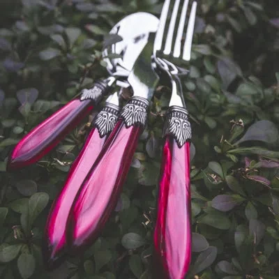 Euro Ceramica Laura Flatware Set In Bordeaux
