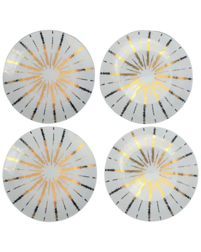 Euro Ceramica Luminaire 4pc Salad Accent Plate Set In White