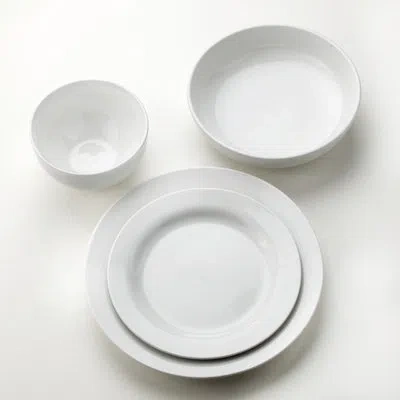 Euro Ceramica Mont Blanc 16 Piece Double Bowl Dinnerware Set In White