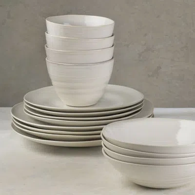 Euro Ceramica Neree Reactive Glaze 16 Piece Stoneware Dinnerware Set (cereal Bowl Assorted) In Ivory