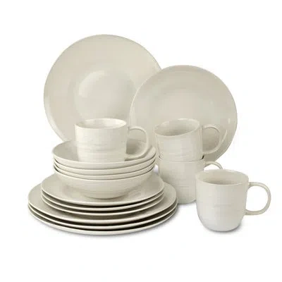 Euro Ceramica Neree Reactive Glaze 16 Piece Stoneware Dinnerware Set (mug Assorted) In Ivory