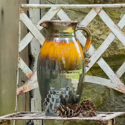 Euro Ceramica Patina Sienna Decorative Pitcher In Brown;metallic