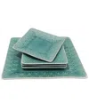 Euro Ceramica Peacock 5pc Square Appetizer Plate Set In Blue