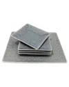 Euro Ceramica Peacock 5pc Square Appetizer Plate Set In Grey