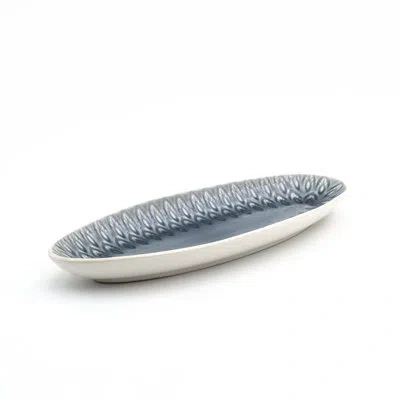 Euro Ceramica Peacock Appetizer Platter In Gray