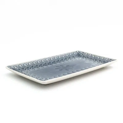 Euro Ceramica Peacock Rectangular Platter In Gray