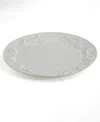 Euro Ceramica Pumpkin Leaf 20" Oval Platter, Embossed Pumpkin Fall Harvest In White