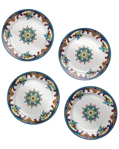 Euro Ceramica Set Of 4 Zanzibar Appetizer Plates In White
