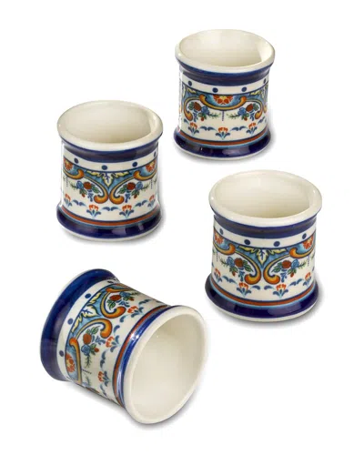 Euro Ceramica Set Of 4 Zanzibar Napkin Rings In Multi