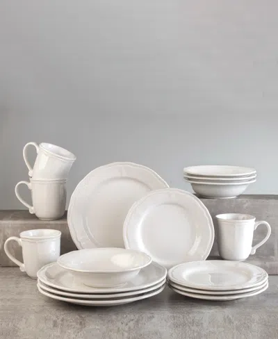 Euro Ceramica Siena 16 Pc. Dinnerware Set, Service For 4 In White