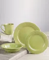Euro Ceramica Siena 16 Piece Dinnerware Set, Service For 4 In Green