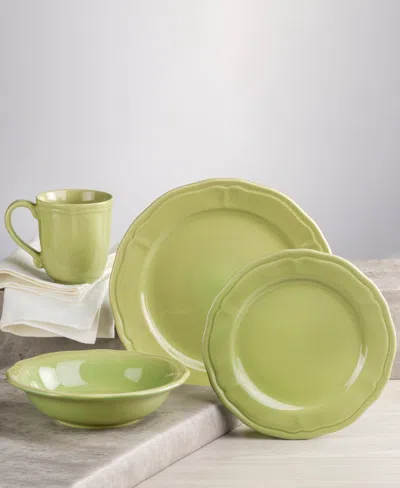 Euro Ceramica Siena 16 Piece Dinnerware Set, Service For 4 In Green