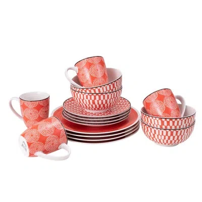Euro Ceramica Simpatico 16 Piece Dinnerware Set In Orange
