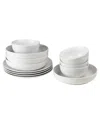 Euro Ceramica Peacock Essential 12pc Dinnerware Set In White