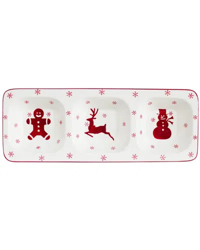Euro Ceramica Winterfest 16in Divided Serving Dish