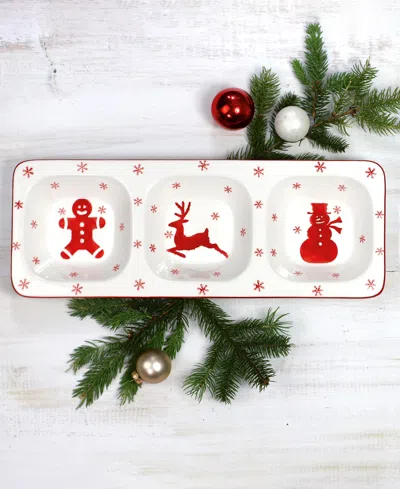 Euro Ceramica Winterfest 3-part Divided Dish In Multi