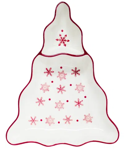 Euro Ceramica Winterfest Chip & Dip Tree Platter In Multi