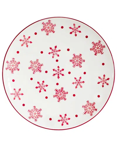 Euro Ceramica Winterfest Round Platter In Red
