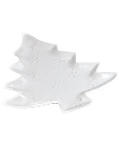 Euro Ceramica Winterfest Tree Platter In White