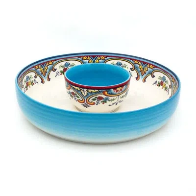 Euro Ceramica Zanzibar Chip And Dip In Blue;white