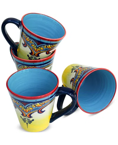 Euro Ceramica Zanzibar Mugs, Set Of 4 In Blue