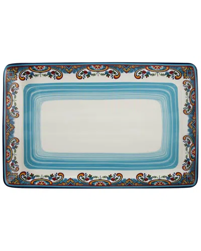 Euro Ceramica Zanzibar Rectangular Platter In Blue