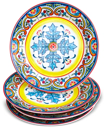 Euro Ceramica Zanzibar Salad Plates, Set Of 4 In Multi