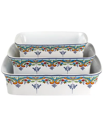 Euro Ceramica Zanzibar Stoneware 3 Piece Baking Dishes In Multi