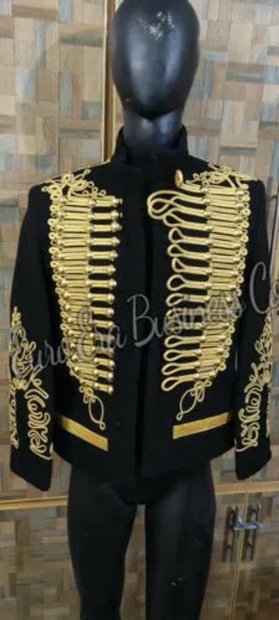 Pre-owned Euro Napoleonic British 11th Hussars Military Pelisse Jacket Adam Ant Style Jacket In Black
