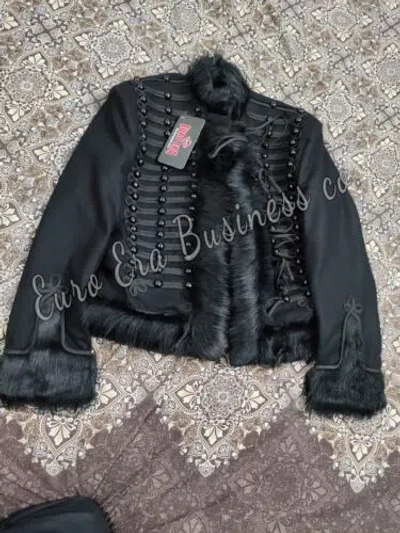 Pre-owned Euro Napoleonic Brunswick Of Death Military Officer Hussars Pelisse Jacket Coat In Black