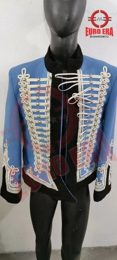 Pre-owned Euro Napoleonic Captain Lieutenant Staff Officer Dolman Hussars Pelisse Tunic Jacket In Blue