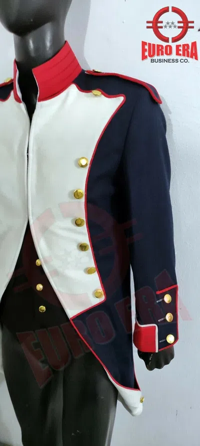Pre-owned Euro Napoleonic French Infantry Circa Frock Coat With Black Vest In Blue,white & Red