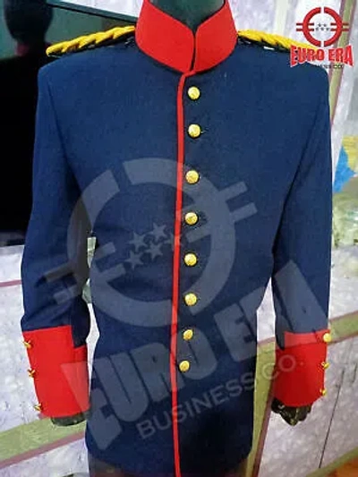 Pre-owned Euro Napoleonic Prussian Dragoon Military Officers Tunic Jacket & Epaulettes In Blue