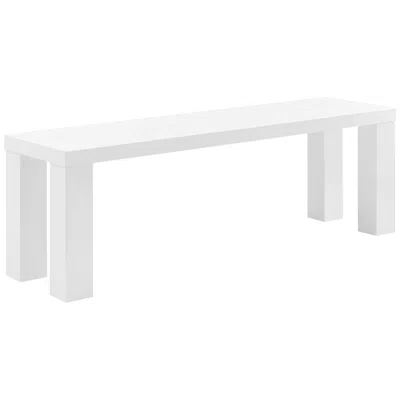 Euro Style Abby 57" Wide High Gloss White Lacquer Wood Bench