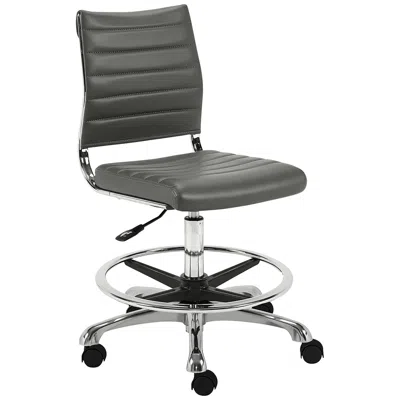 Euro Style Axel Gray Leatherette Adjustable Swivel Drafting Stool