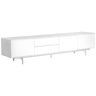 Euro Style Birmingham 82" Wide White Wood 3-door 2-drawer Media Stand