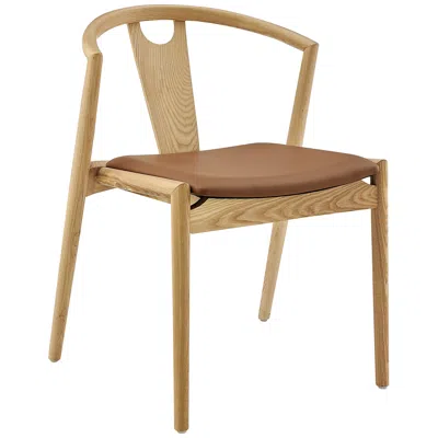 Euro Style Blanche Natural Wood Side Chair With Tan Seat