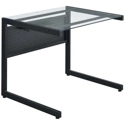 Euro Style Caesar 33 1/2" Wide Black Metal Clear Glass Rectangular Desk