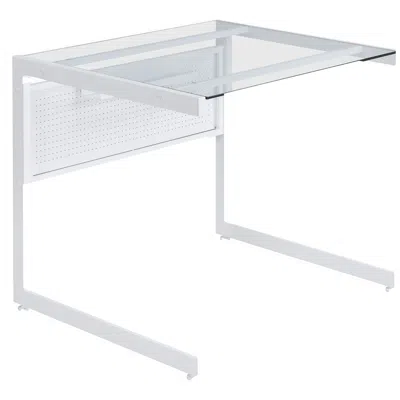 Euro Style Caesar 33 1/2" Wide White Metal Clear Glass Rectangular Desk