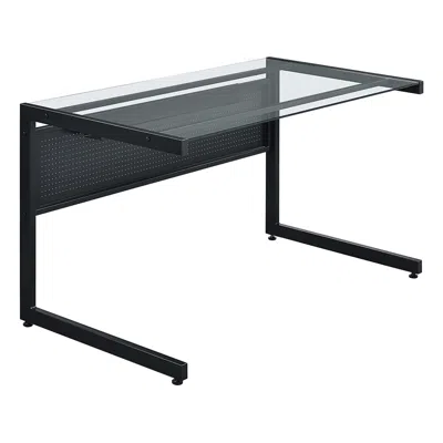 Euro Style Caesar 49 1/2" Wide Black Metal Clear Glass Rectangular Desk