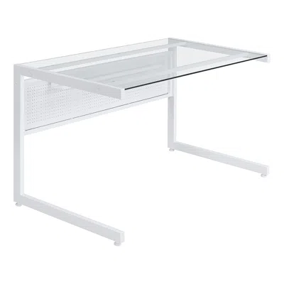 Euro Style Caesar 49 1/2" Wide White Metal Clear Glass Rectangular Desk