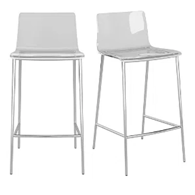 Euro Style Cilla Counter Stool, Set Of 2 In Open Gray