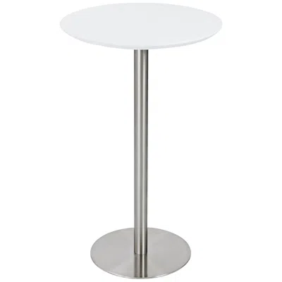 Euro Style Cookie 41 1/2" High White Contemporary Round Bar Table In Silver