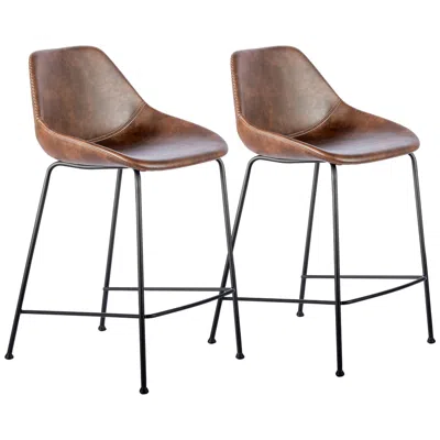 Euro Style Corinna 25 1/4" Vintage Brown Counter Stool Set Of 2
