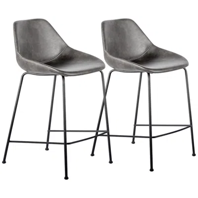 Euro Style Corinna 25 1/4" Vintage Dark Gray Counter Stool Set Of 2