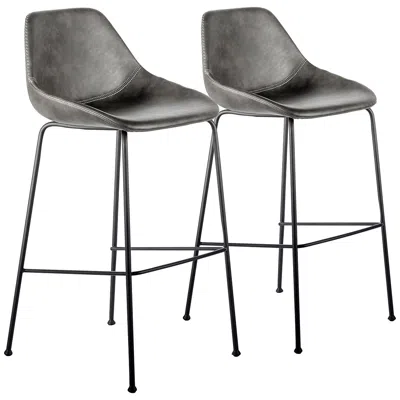 Euro Style Corinna 29 1/2" Vintage Dark Gray Bar Stool Set Of 2